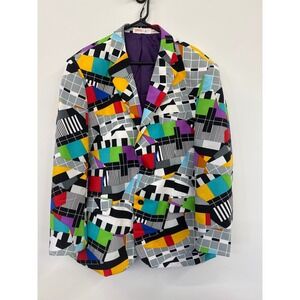 OppoSuits Mens Testival TV Test Pattern Blazer Jacket Multi Color Retro Size 48